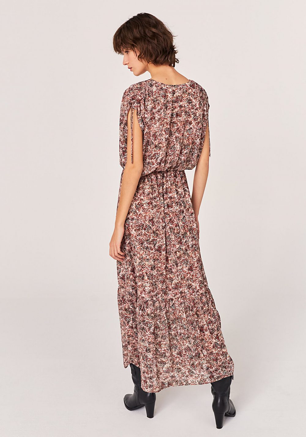 IKKS-ROBE LONGUE EN VOILE IMPRIME PAPILLONS AVEC LACETS FEMME-BU30135-03_1