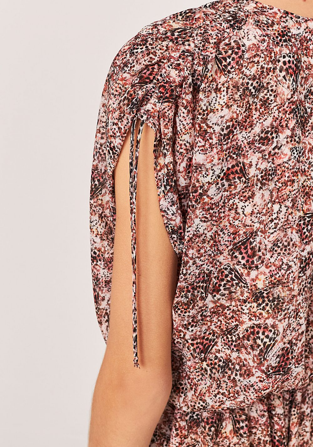 IKKS-ROBE LONGUE EN VOILE IMPRIME PAPILLONS AVEC LACETS FEMME-BU30135-03_4