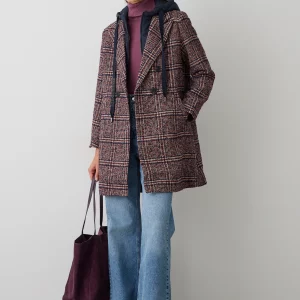 Abrigo a cuadros con capucha impermeable