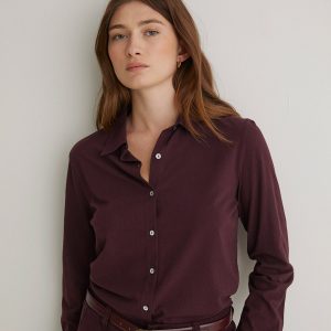 Camisa 100% algodón manga larga berenjena