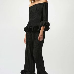 Pantalones plisados ​​de pierna ancha de georgette