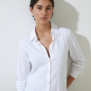 Camisa 100% algodón manga larga blanco
