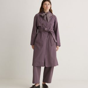 Gabardina larga algodón malva