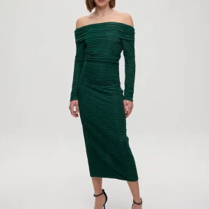 BARBERINI GREEN - Vestido escote bardot verde