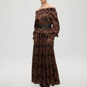 HENNA BLACK SKIRT - Falda midi paisley negra