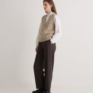 Pantalón traje pata de gallo marrón