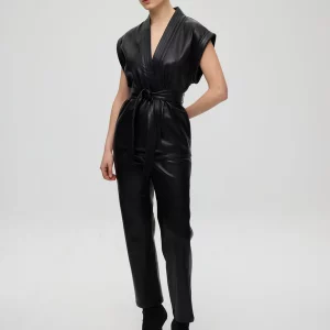 SEAGRAM - Pantalón ecopiel negro
