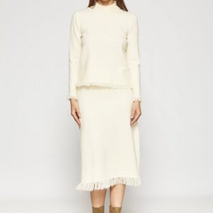 Falda midi de punto con flecos VAN-DOS