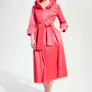 Vestido entallado y acampanado de tafetán elástico con cuello de solapa JOSEPH RIBKOFF