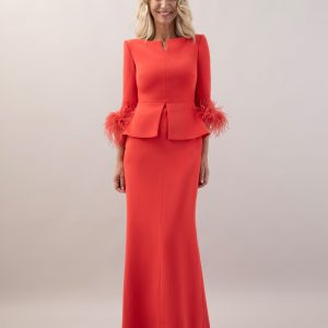 Vestido ceremonia puños marabú VICTORIA COLLECTION