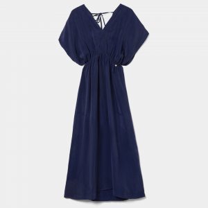 Vestido corto de manga murciélago en tejido cupro. LION OF PORCHES