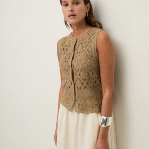 Chaleco de punto efecto crochet YERSE