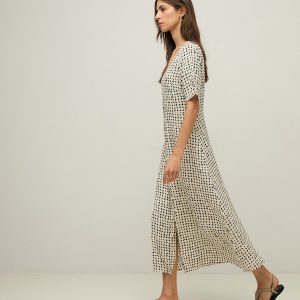 Vestido midi fluido estampado geométrico YERSE