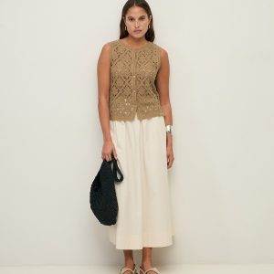 Falda larga popelín de algodón YERSE