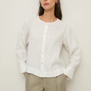 Blusa cáñamo manga larga en color blanco YERSE
