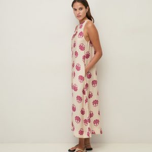 Vestido largo estampado con frunces YERSE