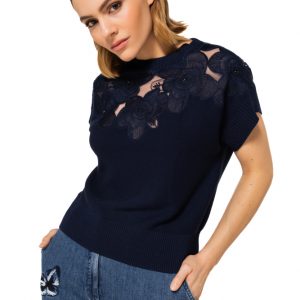 Jersey de punto fino con detalle floral CAROLINE BISS