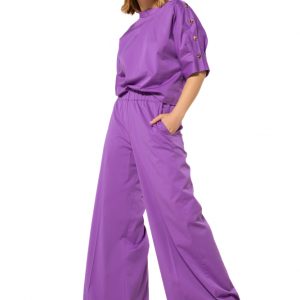 Pantalones palazzo de algodón cintura elástica CAROLINE BISS