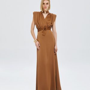 Vestido hombreras satén ACCESS FASHION