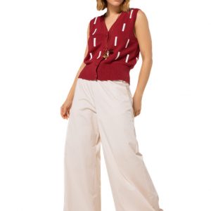 Pantalones palazzo de algodón fino, cintura elástica CAROLINE BISS