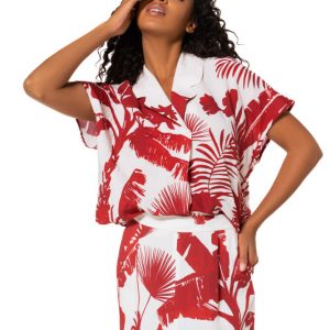 Blusa de mezcla de lino con estampado botánico CAROLINE BISS