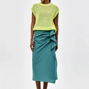 Falda midi volante popelín CKS