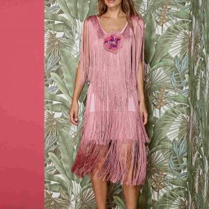 Vestido ceremonia flecos ALBA CONDE