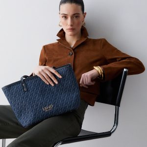 Bolso tote de denim con jacquard LIUJO