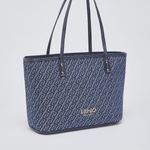Bolso tote de denim con jacquard LIUJO