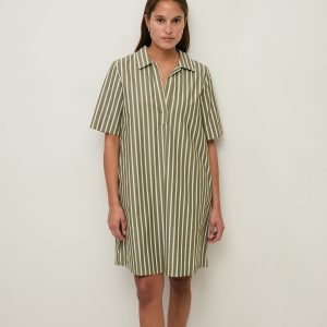 Vestido corto camisero popelín rayas YERSE