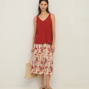 Falda gasa fluida estampado flores YERSE