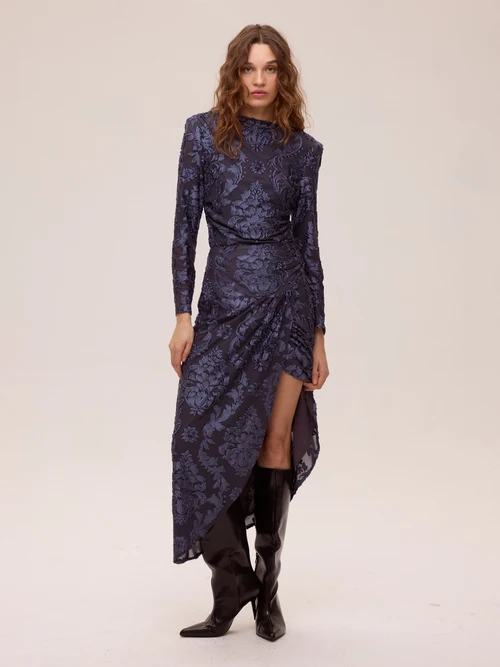 ALBA BLUE - Falda terciopelo devoré azul MIOH - Imagen 1