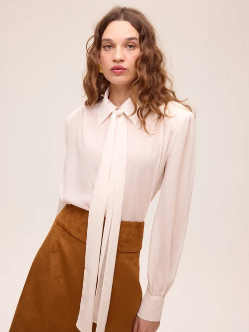 ALLURE WHITE - Camisa gasa textura color blanco MIOH - Imagen 1
