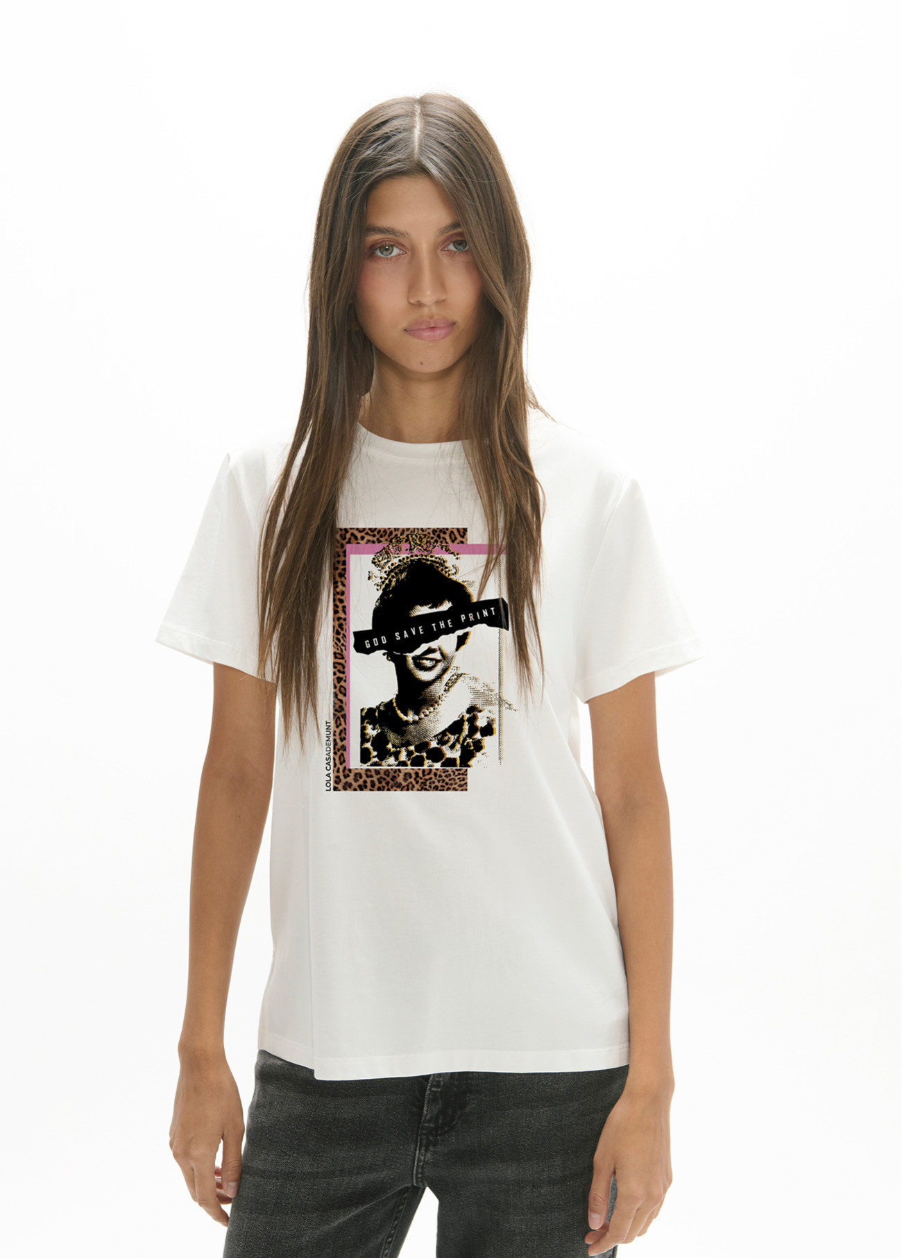 Camiseta blanca estampada LOLA CASADEMUNT - Imagen 1