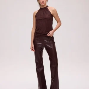 VIENTO GRANA PANT - Pantalón flare polipiel grana MIOH